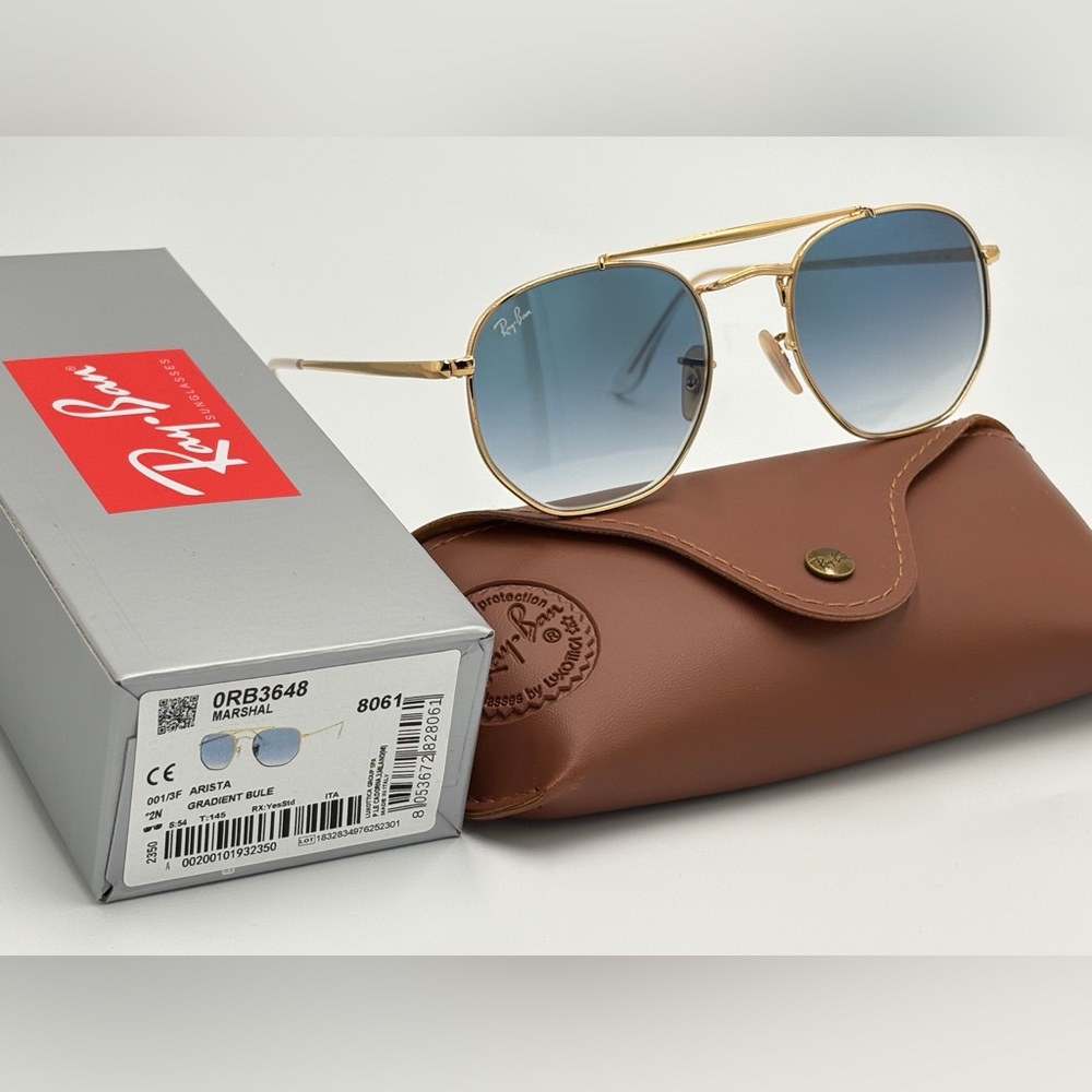 Ray-Ban Rb3648 Marshal Gold Frame with Blue Gradient Lenses 301/3F Arista 54mm - Picture 5 of 14
